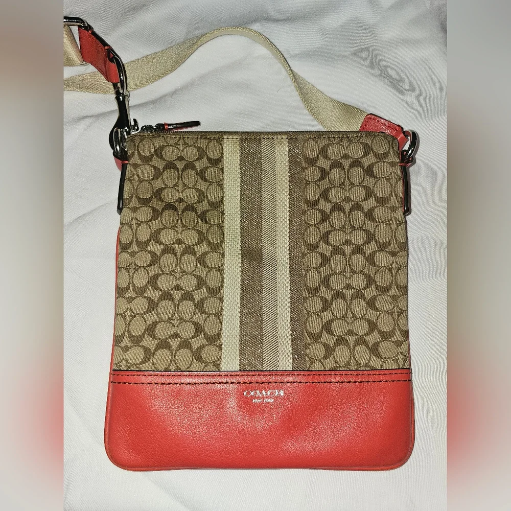 Coach Y2K Signature C Logo Crossbody Bag Orange And Tan